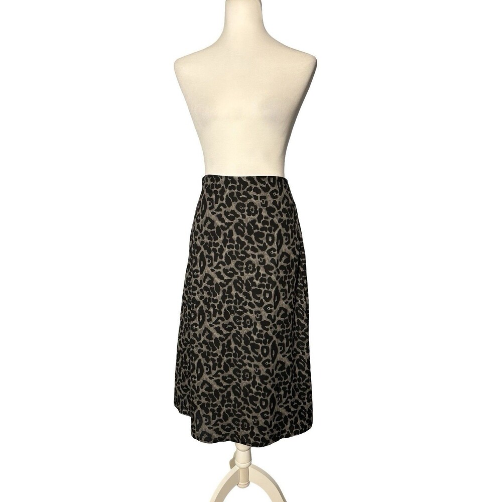 JUN & IVY LEOPARD PRINT MIDI SKIRT ELASTIC WAIST SMALL GUC